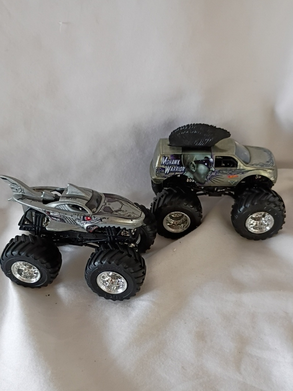 EUC Hot Wheels Monster Jam Mohawk Warrior And Cyborg Shark Trucks Pair Of 2